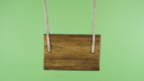 el puntero de madera se balancea en el viento, aislado en una pantalla verde.