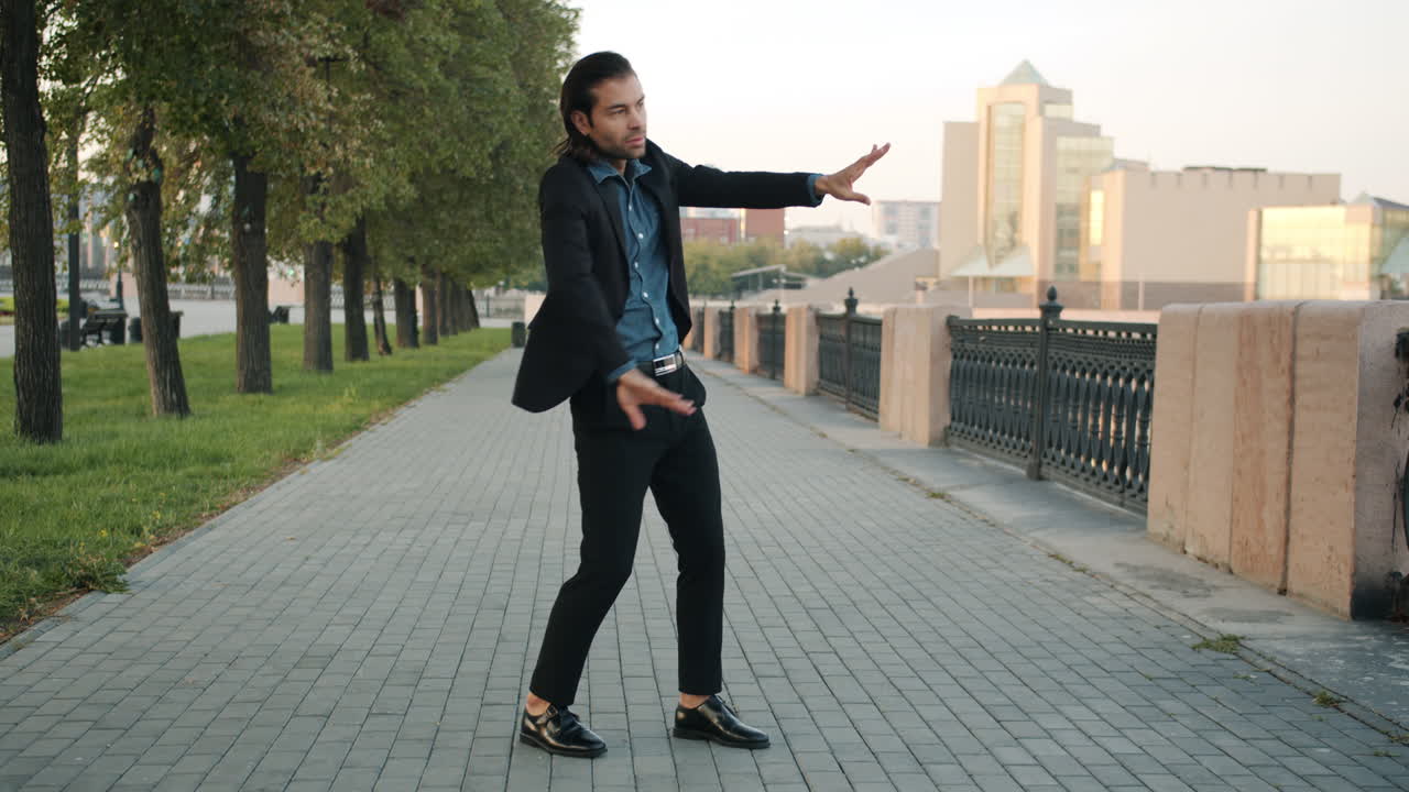 Man dancing in a park