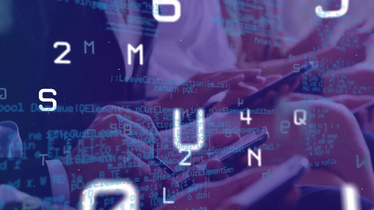 스마트 폰을 사용하여 데이터 처리 및 손을 통해 숫자 및 문자의 애니메이션