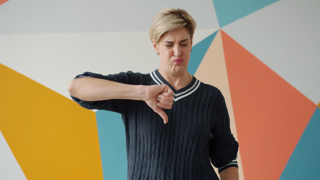 Woman giving a thumbs down