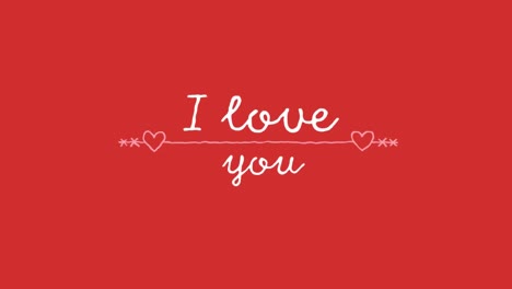 Animation-of-I-Love-You-in-white-letters-on-red-background