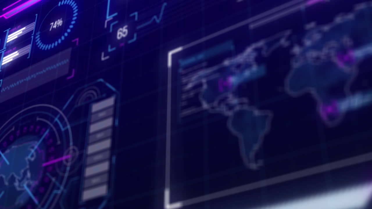 Animation of data processing on blue background
