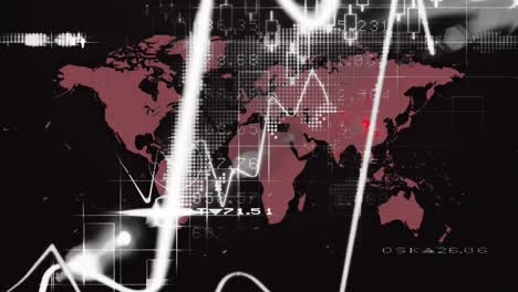 financial data processing against world map
