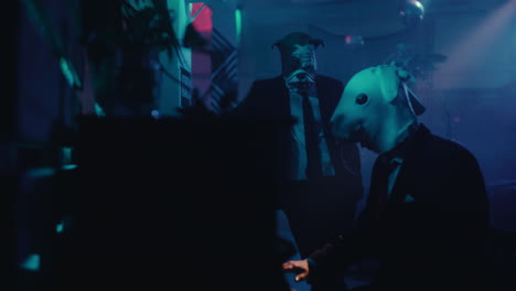 masked musicians perform at nightclub