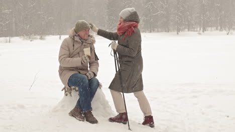 couple enjoying winter day outdoors