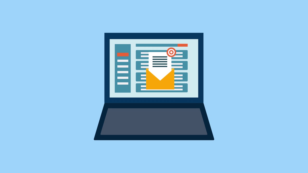 Animated Laptop Opening and Receiving Email Notification