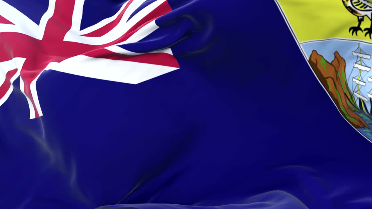 bandera de santa helena agitando el viento lentamente con el cielo azul, bucle