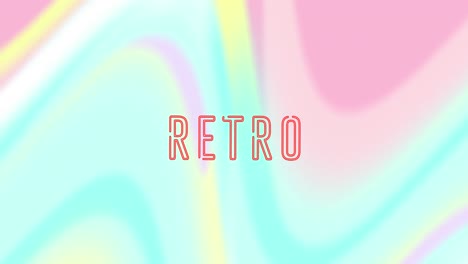 animation of retro neon text over pastel pattern