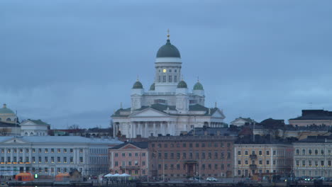 time lapse of helsinki city with the cathedral on the background