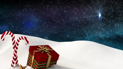 Digital-animation-of-snow-falling-over-candy-cane