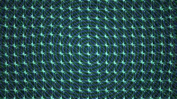 Abstract Geometric Pattern with Pulsing Green Light Grid