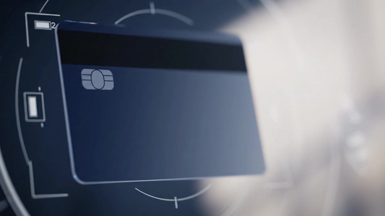 Close-up Perspective of a Modern Payment Card Highlighting Security Features in a Digital Environment for Financial Transactions and Privacy Protection