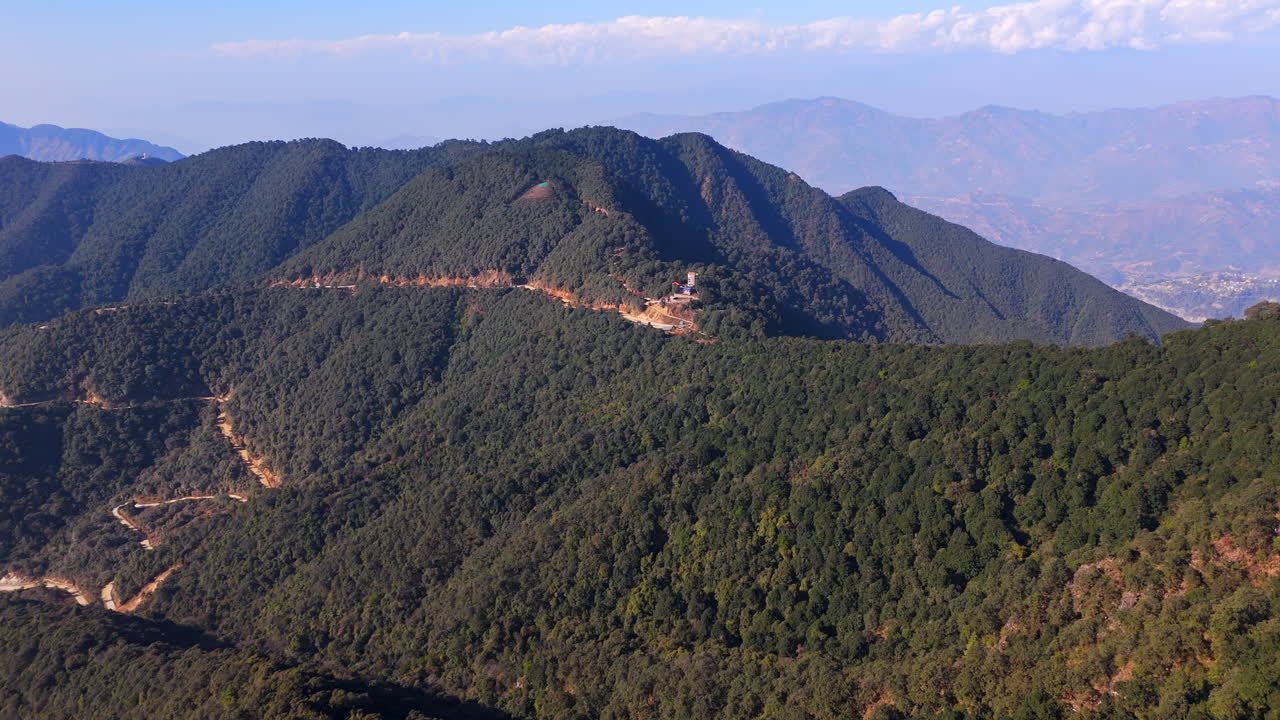Aerial view of mountain surrounding the Kathmandu valley in Chandragiri, Nepal