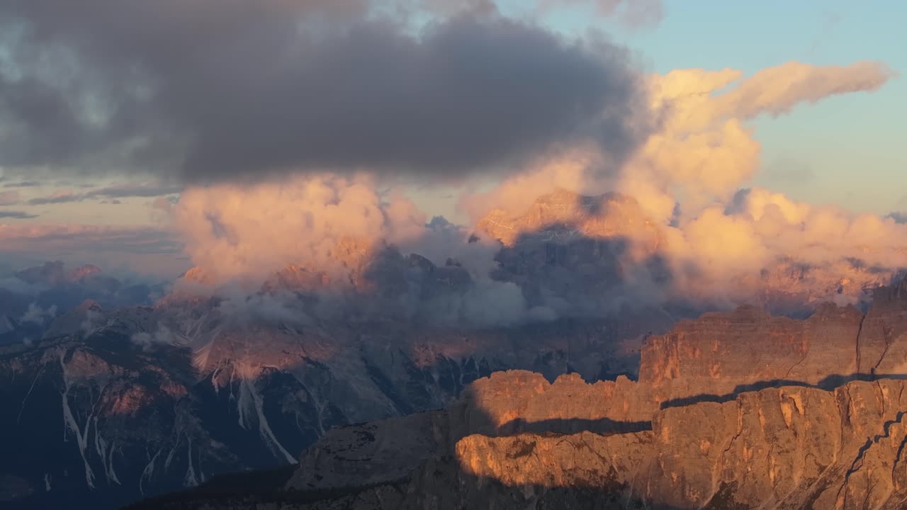 4K Cinematic Drone Footage of Stunning golden hour at Refugio Nuvolau - Dolomites - Italy_11