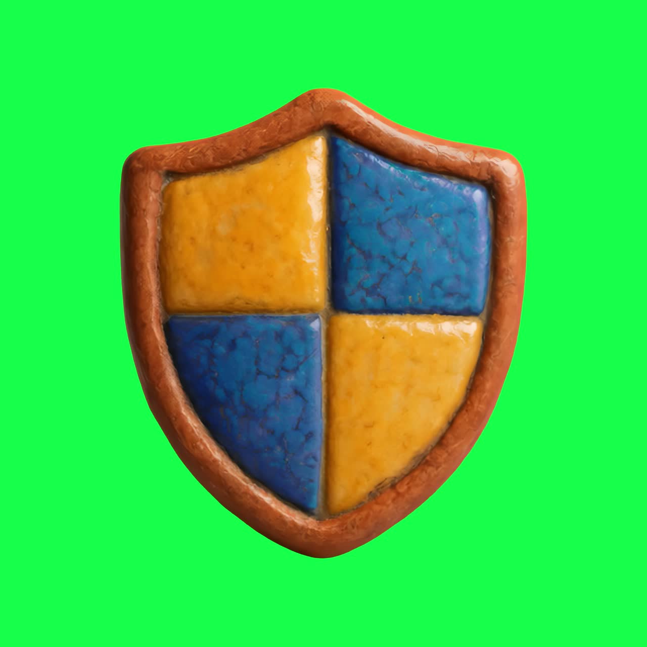 Animazione di icona scudo medievale colorata, video 4K trasparente, green screen.