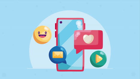 smartphone with heart and emoji animation