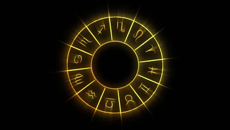 zodiac wheel with horoscope symbols
