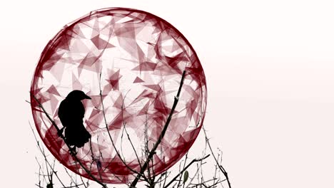 cuervo contra una luna animada - bucle sin costuras