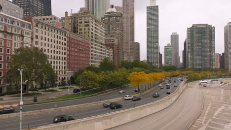 chicago gold coast aerial view during autumn