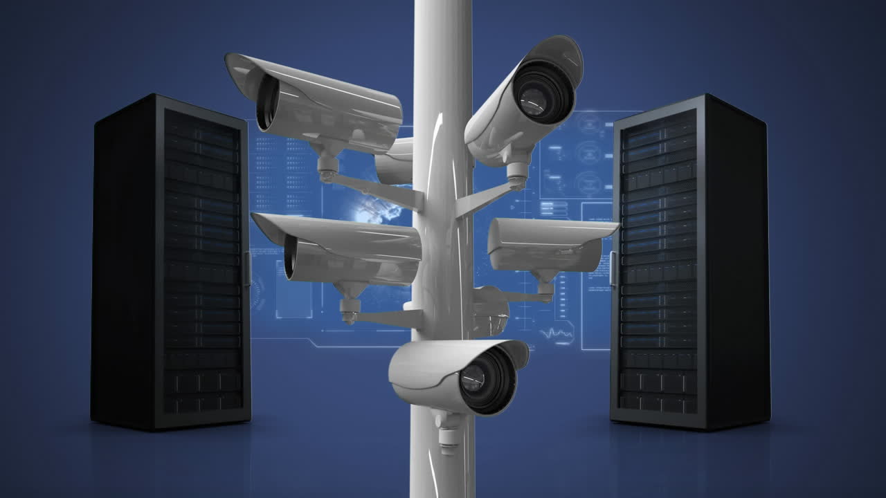 Server towers with surveillance