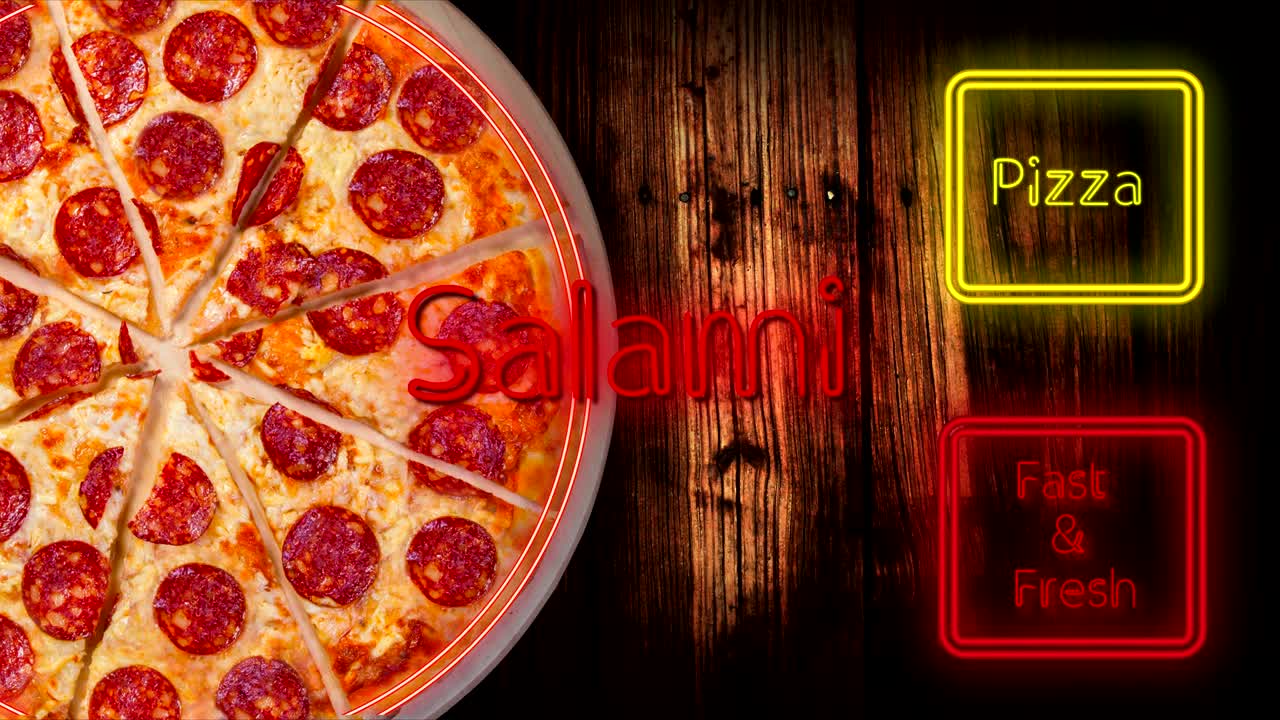 페페로니 피자 (pepperoni pizza) 의 배경 영상 - 이 사진은 레스토랑 메뉴를 디자인하는 데 완벽합니다. 내 페이지를 방문하십시오. 카페 또는 레스토랑에서 판매되는 모든 피자의 이미지를 찾을 수 있습니다.