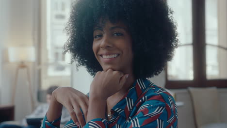 portrait of smiling black businesswoman at work in office