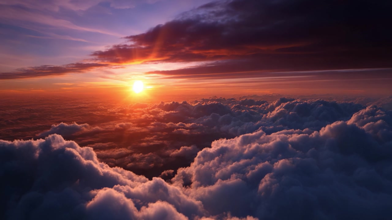 Un tramonto mozzafiato su nuvole leggere che proietta un bellissimo bagliore, mostrando la maestosa bellezza della natura con colori accattivanti e luce drammatica.