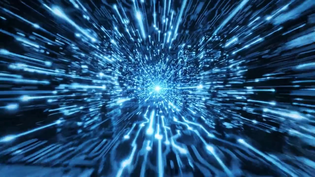 Exploring the Depths of Digital Infinity: A Captivating Journey Through Pulsating Blue Light and Expanding Circuits in a Futuristic World of Technology