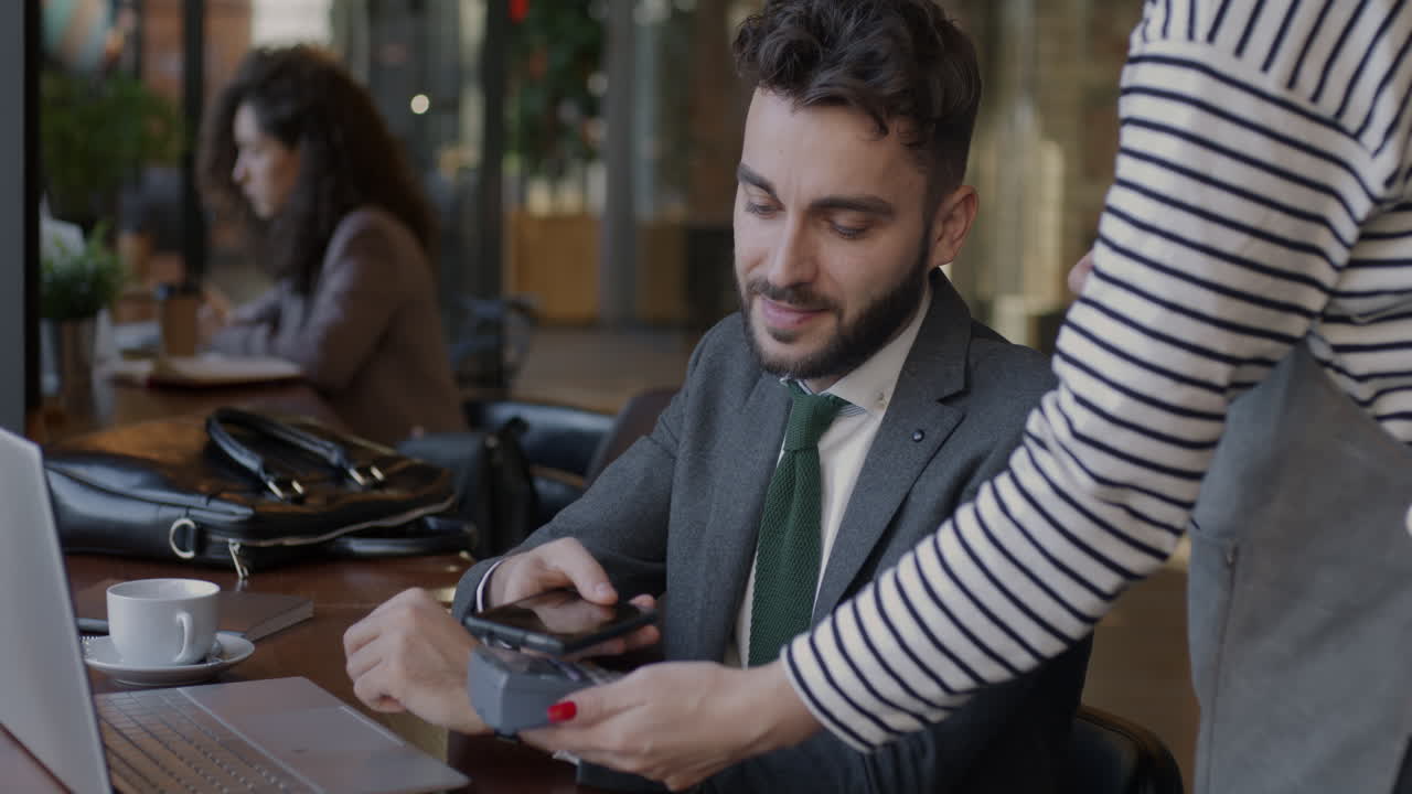 Paying at a Cafe with Mobile Payment