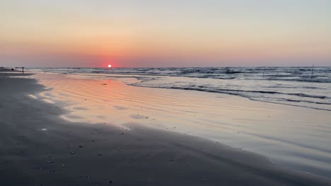breathtaking sunset in sea beach amazing scenic panoramic beautiful orange red sun setting in the ocean twilight calm relax wave of the water in a sand smooth walking beach lovely night couple wedding