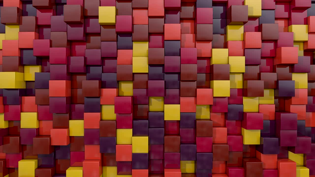 cubo animado en 3d, combinación de colores de llama oscura y bucle de fondo