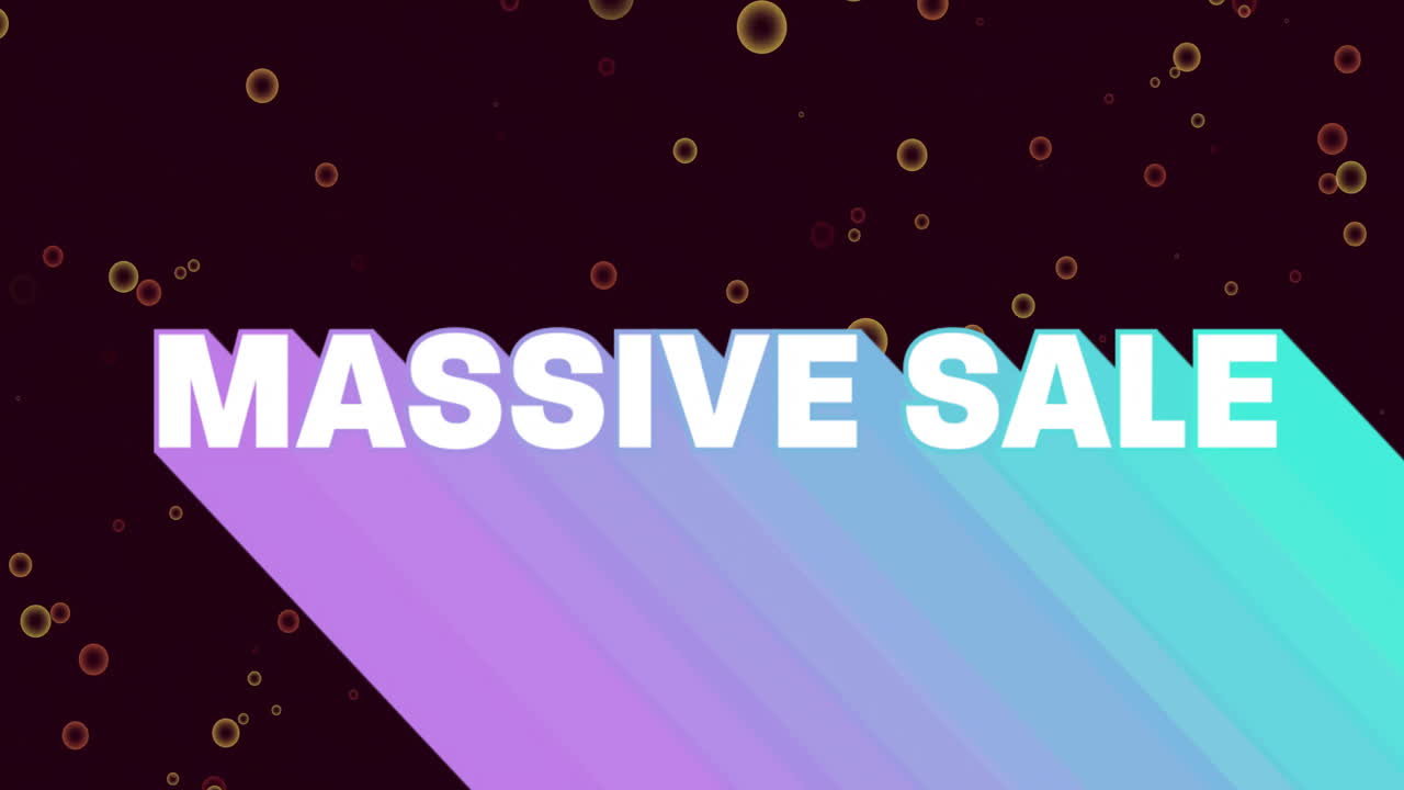 Colorful gradient shapes with floating bubbles for massive sale animation background