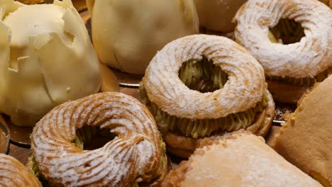 close-up of a variety of pastries