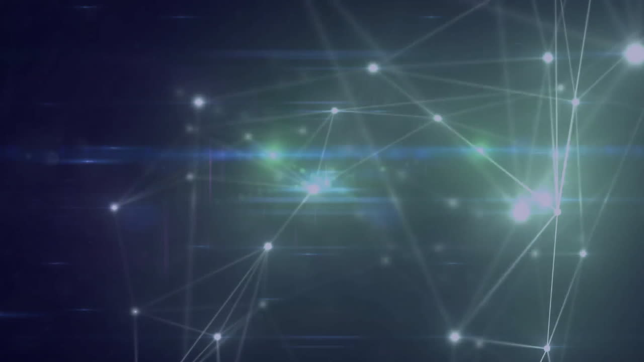 Animation of network of connections with glowing spots