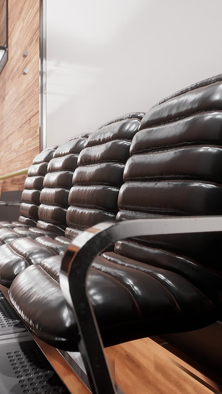 área de espera moderna con asientos de cuero