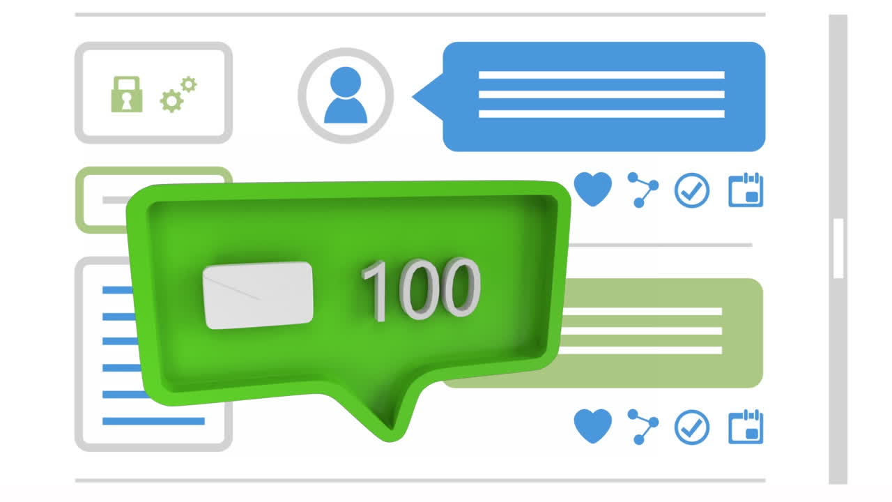 icono de mensaje aumentando en el recuento en las redes sociales