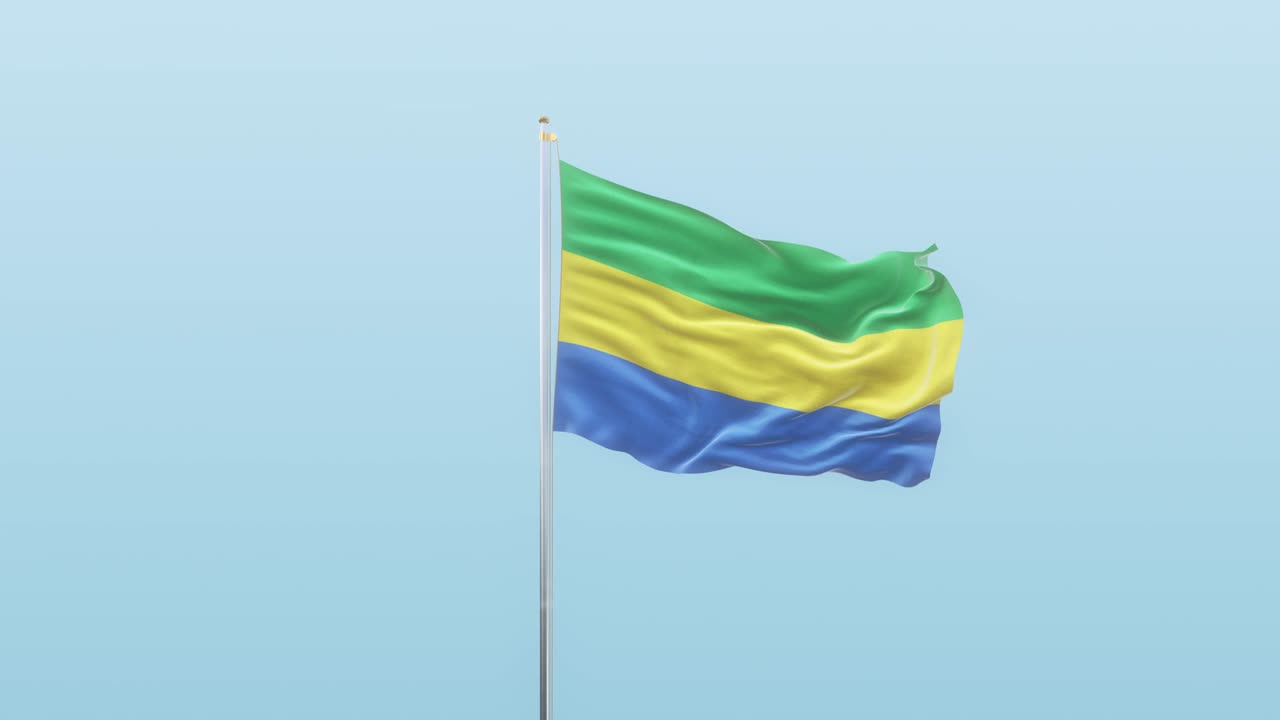 bandera de gabón con alfa y fondo con diferentes ángulos de movimiento