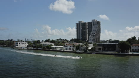 luxury lifestyle in biscayne bay miami with water sports during the day