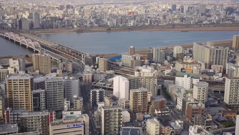 Osaka-Urban-Area,-Umeda-and-Yodogawa-River