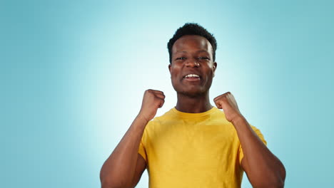 surprise, face and black man celebrate