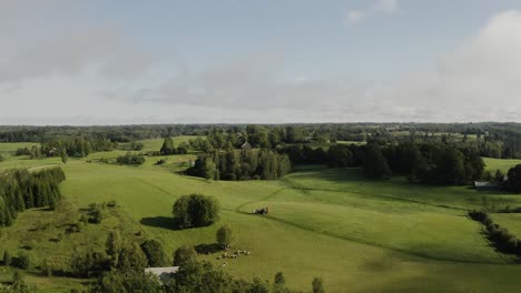 farming in countryside. descending aerial