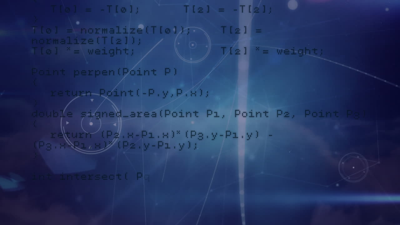 animatie van netwerken van verbindingen en gegevensverwerking op een zwarte achtergrond