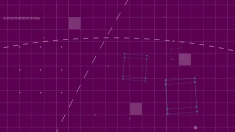 animación de formas y números crecientes en el espacio digital púrpura