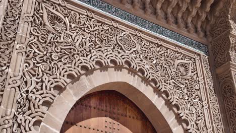intricate carvings on the mausoleum of moulay ismail in meknes, morocco