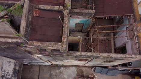 top-down shot overhead the abandoned savoy hotel in posadas, argentina