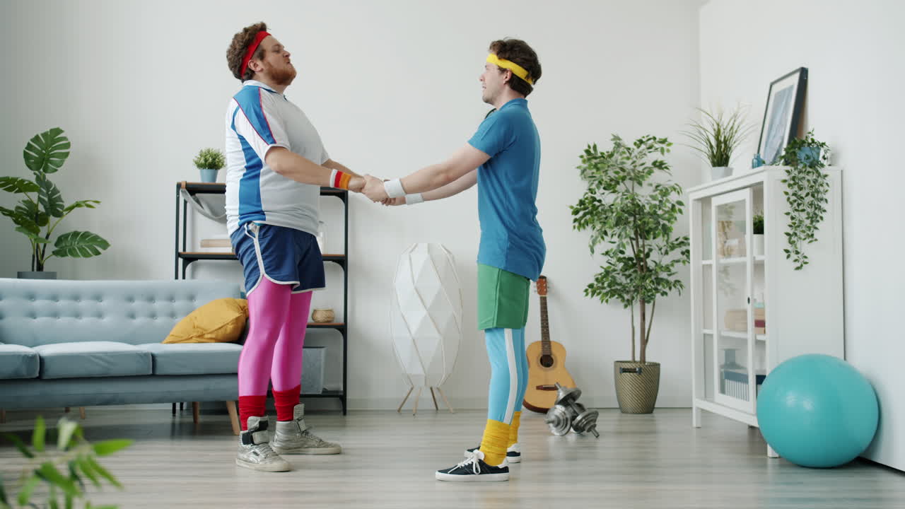 Two Men Doing a Hilarious Workout Routine at Home