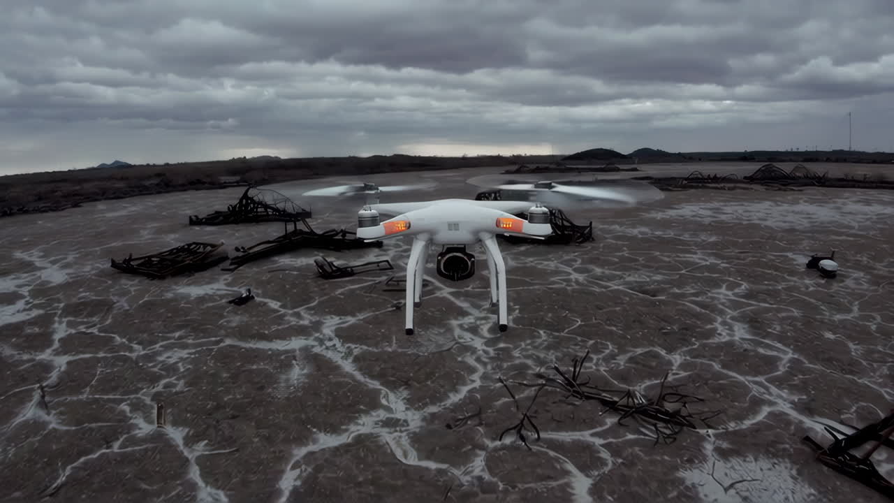 Drone over Abandoned Industrial Area on Salt Flats