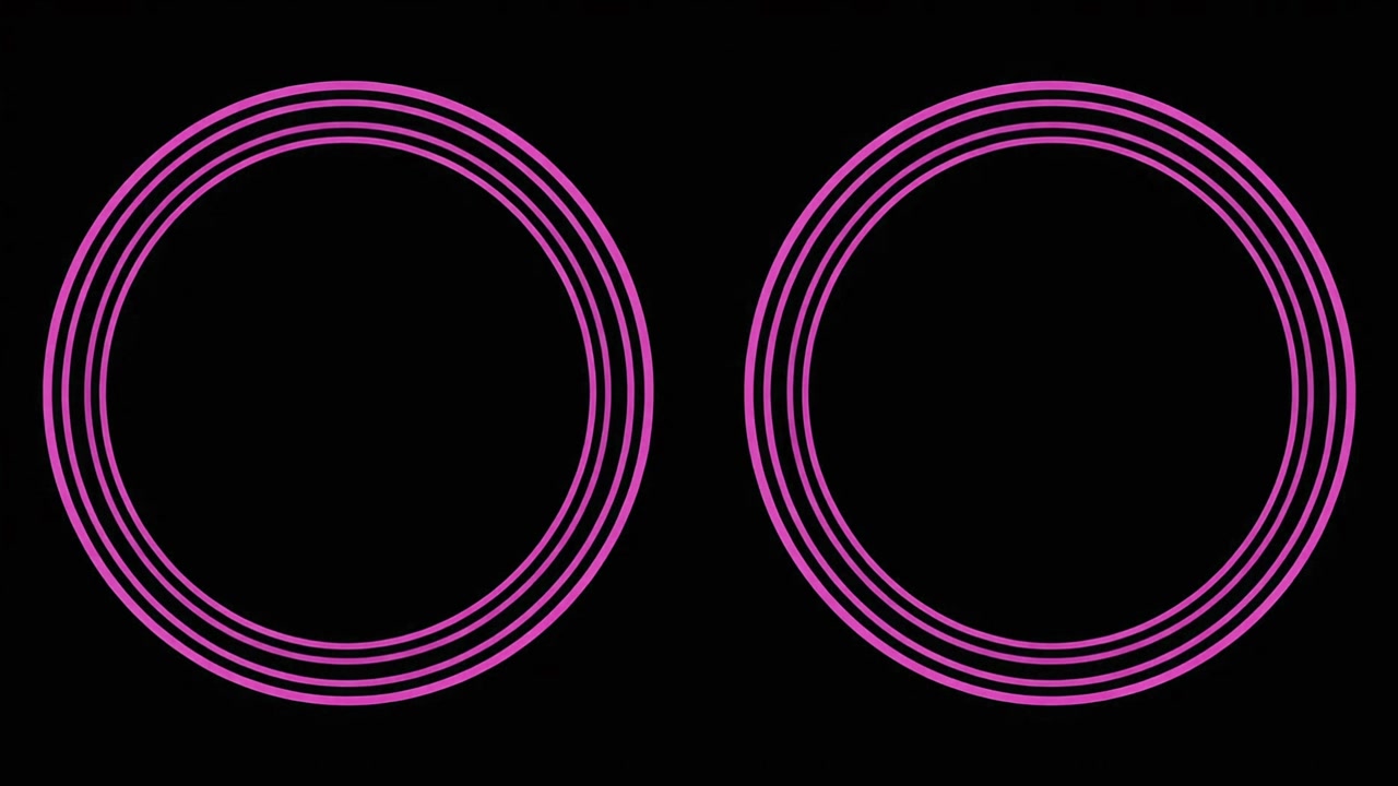 Dois Círculos Neon Cor-de-Rosa Concêntricos Pulsantes em Fundo Preto
