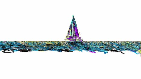 digital colored sketch animation of sailboat sailing