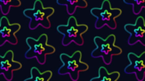 symmetrical rainbow star pattern on black background